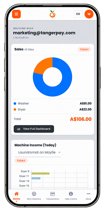 Tangerpay laundromat dashboard